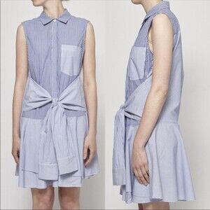 Derek Lam 10 Crosby Striped Shirt Dress - Blue 10